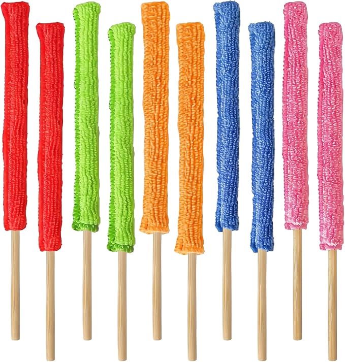 10-Pack 10.24 inch Microfiber Detail Duster Sticks, Reusable Mini Gap Dust Cleaner Crevice Tool, Fan Blade Brush for Car Air Vents, Window Blinds & Small Spaces