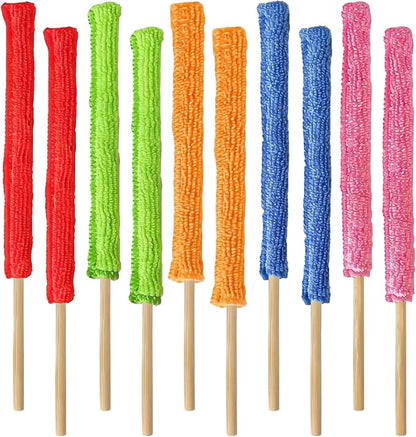 10-Pack 10.24 inch Microfiber Detail Duster Sticks, Reusable Mini Gap Dust Cleaner Crevice Tool, Fan Blade Brush for Car Air Vents, Window Blinds & Small Spaces