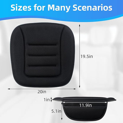 KAYI Car Seat Cushion, Comfort Memory Foam Car Cushions for Driving, Breathable Leather Surface with Anti Slip Rubber Bottom, Seat Cushion for Car and Office Chair (1, Knit Style Black)