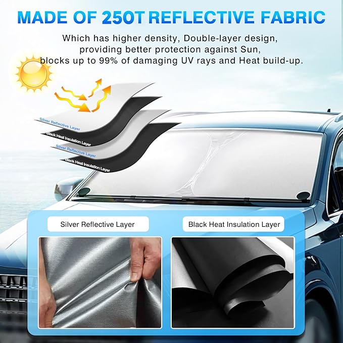 KUST Windshield Sun Shade for Toyota CHR 2018-2023 CH-R Window Accessories Sun Visor Foldable Sunscreen Block UV Rays Keep Car Cooler