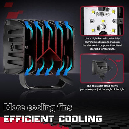 OFFROADTOWN LED Cubes 3" 100W CREE Yellow LED Pods with Wiring Harness & Cover Spot Beam Off Road Driving Ditch Lights Amber Fog Lights for Trucks UTV ATV SUV Motorcycle Boat