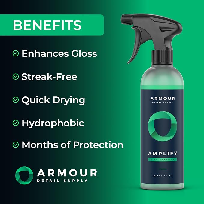 Armour Detail Supply - Amplify Ceramic Detailer: Quick & Easy Gloss Enhancement | Streak-Free, Hydrophobic Formula | Safe on All Vehicles | 128oz
