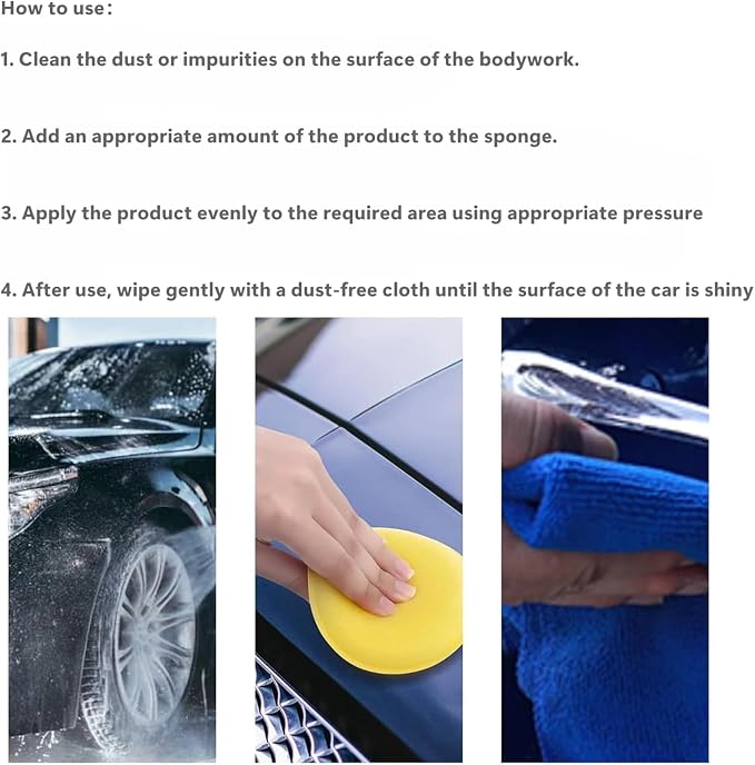 Car Scratch Remover Wax & Repair Paste - Erases Scuffs in 3 Seconds - Complete Kit with Sponge and Microfiber Cloth for Door Handle Scratches & Swirls - 120ml