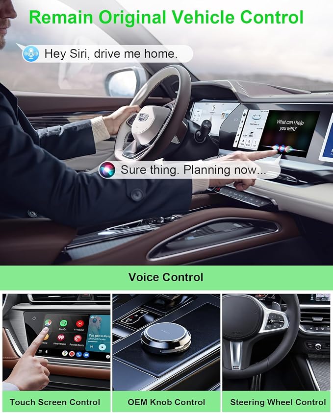 5 in 1 Wireless CarPlay Adapter and Android Auto Adapter Support Netflix/YouTube - CarPlay Ai Box Convert CarPlay Dongle TF Card/U Disk Magic Link for OEM Wired CarPlay/Android Auto Cars