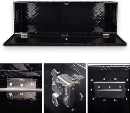 48 Inch Aluminum Truck Tool Box, 5 Bar Tread Pickup Truck Bed Tool Box Storage Organizer with Lock & 2 Keys,Black (48"X15"X15")
