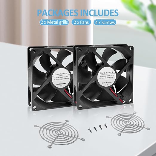 2 Pack 90mm 92mm 12V DC Computer PC Fan 2 Wire 3pin Cooling Fan for Computer Case Cooler 2000RPM