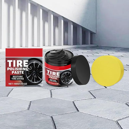 100g Auto Wheel Polishing Paste with Sponge Vehicle Tire Cleaning Polishing Product Car Tire Shine for Trucks Sedans RVs SUVs Collectors Dealers Shops Riders Shows Fleet Managers