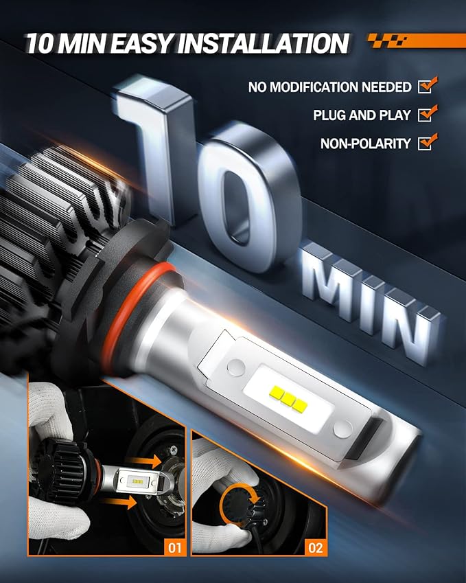 SEALIGHT 9006/HB4 Fog Bulbs or 9006 Fog Light, 40,000LM Super Bright 9006 Powersport Bulbs, 9006 White Light, Powersport Fog Light, Plug-and-Play, Pack of 2