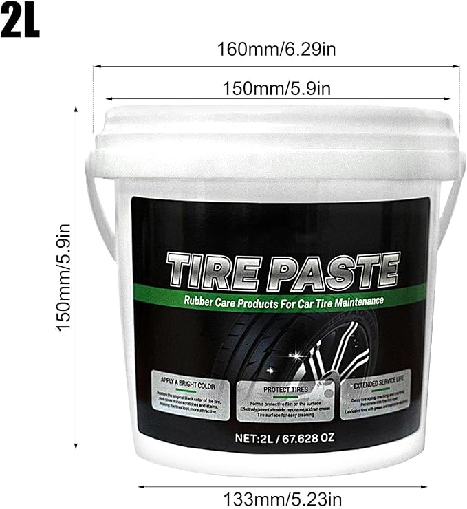 Tire Wax Cream, Wheel Shine Coating, Black Tire Restorer, for Cars Trucks Motorcycles Rvs Suvs Protection Shine Maintenance Detailing Rubber Conditioning Gloss Finish Cleaning Use 16x16x15cm