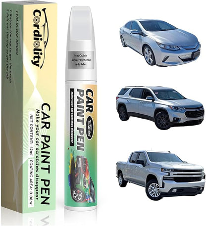 Car Touch Up Paint Ice/Quick Silver/Switchblade Met(GAN/9W5/WA636R/WA8636/17) for Chevrolet, Color Accurate Car Scratch Repair Remover Pen Fix Auto Paint Chips and Nicks