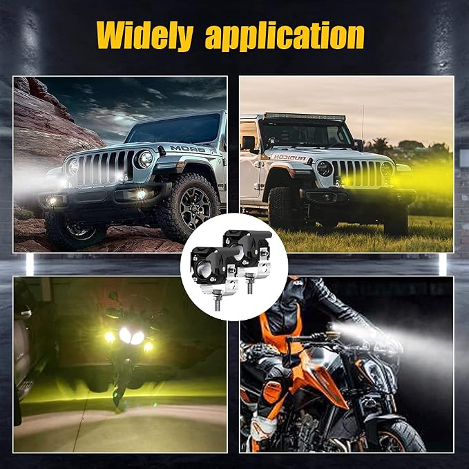 LED Pod Lights, LED off Road Lights 60W 6000lm Amber/Yellow White Dual Color Driving Fog Auxiliary Work Lights Pod for Motorcycle Truck SUV ATV E-Bike Tractor, 2 Packs