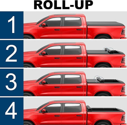 MOSTPLUS Soft Roll-up Truck Bed Tonneau Cover On Top Compatible with 2022 2023 2024 2025 Ford Maverick Bed 3 Fold Fleetside (4.5 FT Feet Bed-54.4 inch