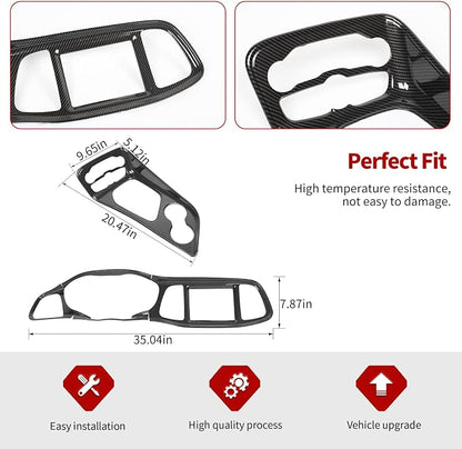 Jimen Fit for Dodge Challenger 2015-2024, 5PCS Center Console Dash Trim Kits Instrument Cluster Panel & Gear Shift Panel Cover (Carbon Fiber)