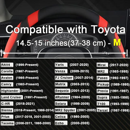 West Llama Customized Auto Car Steering Wheel Cover for Toyota Rav4 Corolla Camry Highlander (Black+Red)
