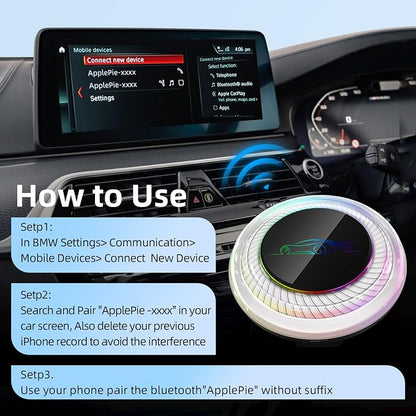 LEXXSON 8G+128G Car Video Box for BMW/Porsche/BYD/Audi/Ford, Android 13 Wireless Ai Box Carplay with Dual WiFi/GPS/Split Screen/HDMI Output
