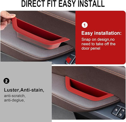 Red Driver Side Door Armrest Handle Storage Compartment Compatible for BMW X3 F25 2010-2016 X4 F26 2014-2017 Cover Door Container Storage Box Door Armrest Cover
