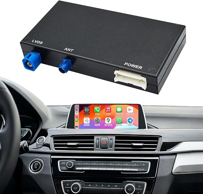 Wireless CarPlay Android Auto Retrofit Kit for BMW CIC System 1/2/3/4/5/7seriers X1/X3/X5/X6/E60/E61/E81/E90/F07/F10/F11/E84/E71/F25/E70 2008-2012,Support OEM Controls, Airplay Mirror,Reverse Camera