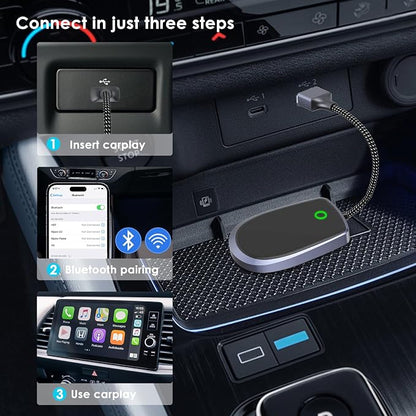 Wireless CarPlay Adapter 2-in-1 Android Auto Wireless Adapter CarPlay Plug and Play Convert Wired to Wireless CarPlay Fit for Cars 2016+, iPhone iOS 10+, Android 10.0+
