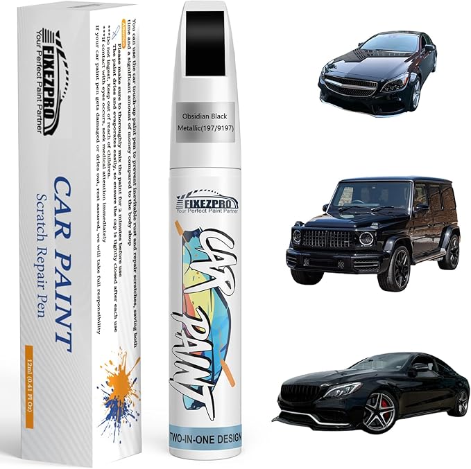 197/9197 Obsidian Black Metallic Car Touch Up Paint for Mercedes-Benz, Color Match Auto Paint Repair Pen,Professional Car Scratch Repair Remover Pen Quick & Easy to Use