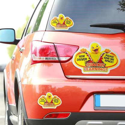 3 Pcs Reflective Student Driver Magnet and Stickers Set - Funny Animal New Driver Safety Signs for Car, Waterproof & Weatherproof High Visibility Vehicle Bumper Decals, Magnet + Stickers (Duck)