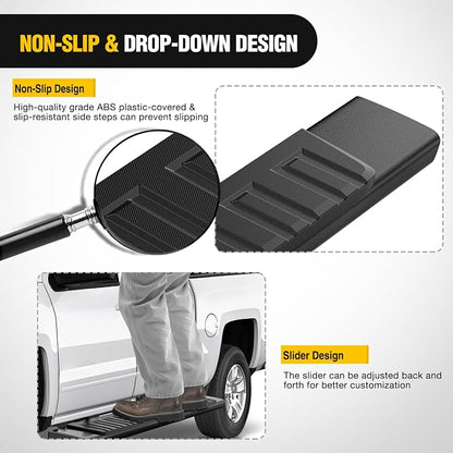 Nilight Running Boards for 2009-2018 Dodge Ram 1500 Crew Cab 2010-2024 Ram 2500 3500 4 Full Size Doors 6 Inch Side Step Nerf Bars Black