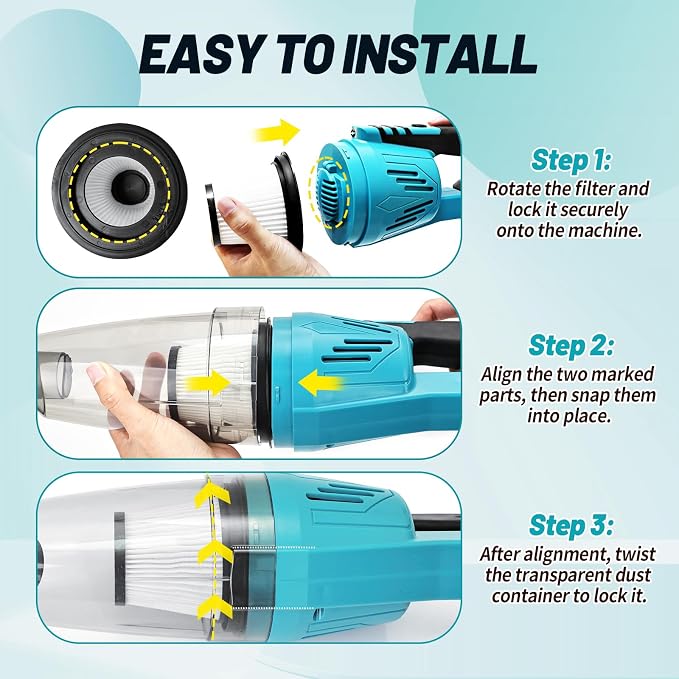 Cordless Vacuum Cleaner Compatible with Makita 18V Battery, Handheld Battery Powered Vacuum Portable Vacuum for Home, Car, Pet Hair, with 4-in-1 Nozzles & 3 HEPA Filter, No Batteries