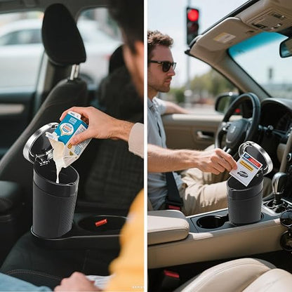 Car Trash Can Bin with Lid - 2 Pack, Leakproof Garbage Can for Vehicle, Mini Trash Bin with 180 Attached Trash Bags, Easy to Clean Cup Holder Trash Can for Car, Home, Office