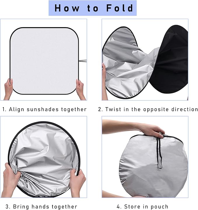 Ziciner 2 PCS Car Windshield Sun Shade, Auto Sun Heat and UV Rays Blocker, 28"×31" Foldable Automotive Front Window Sunshade Protector, Universal Vehicle Interior Accessories (Red Flag-M)
