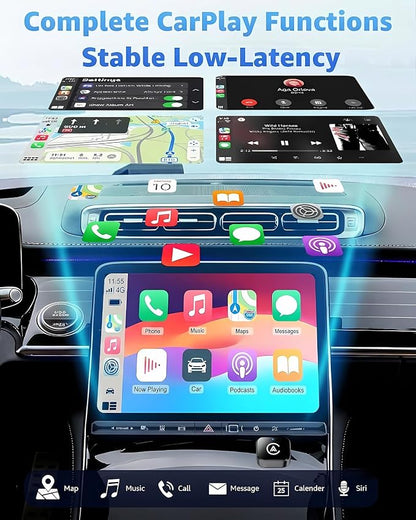 Wireless CarPlay Adapter & Android Auto Adapter, 2 in 1 Mini Dongle, Convert Wired to Wireless, Plug and Play Fast Auto Connect, Stable No-Lag Connection, for iPhone & Android Cars 2016+, Black