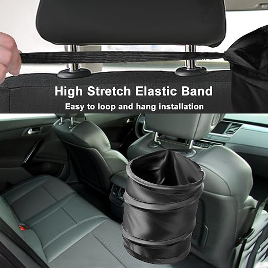 Car Trash Can, 4 Gallons Garbage Can, Collapsible Pop-Up Trash Bin | Trash Can for Car Front Back Seat, Portable Car Trash Bag Hanging for Vehicle SUV Rv Truck Accessories Interior, Black