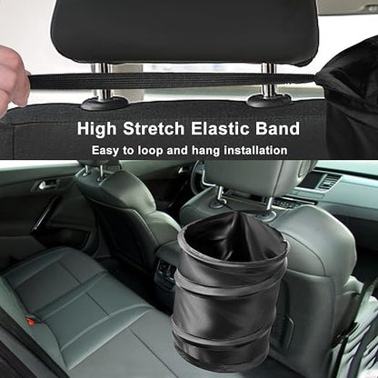 Car Trash Can, 4 Gallons Garbage Can, Collapsible Pop-Up Trash Bin | Trash Can for Car Front Back Seat, Portable Car Trash Bag Hanging for Vehicle SUV Rv Truck Accessories Interior, Black