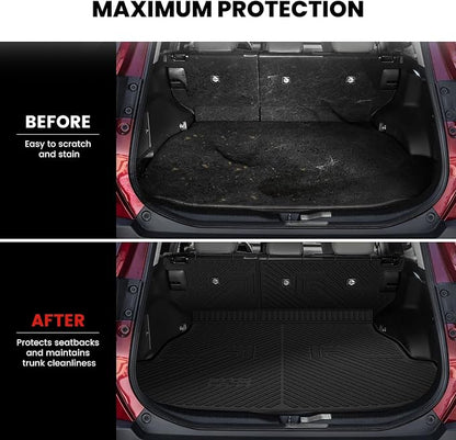 LASFIT Cargo Trunk Mat & Backrest Mats for Toyota RAV4 2026 Hybrid (Not Fit Plug-in Hybrid. Fit for Cargo with Subwoofer) RAV 4 All Weather TPE Custom Fit Automotive Rear Cargo Liner Accessories Black