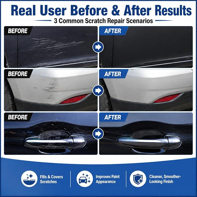 2026 New Magic Car Scratch Remover Pen, For Any Car Color Scratch Remover Pen,For Deep & Light Scratches, Chips & Scuffs, Long-Lasting Weather-Resistant Scratch Repair Tool for Most Vehicles.