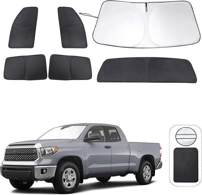 TINGLU Window Shades for Toyota Tundra 2007-2021 Accessories Full Windows Windshield Sun Shade Sun UV Rays Privacy Protection for Camping 6PCS