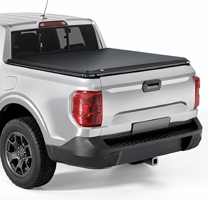 VEVOR Soft Roll-Up Truck Bed Tonneau Cover, Compatible with 2022-2026 Ford Maverick, Fits Styleside 4.5 ft (4 ft 6 in/54 in) Bed, Triple-Layer PVC Tonneau Cover with Three Aluminum Alloy Support Bars