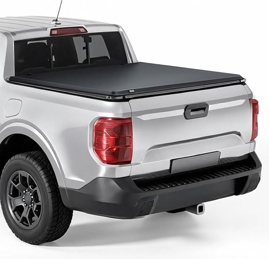 VEVOR Soft Roll-Up Truck Bed Tonneau Cover, Compatible with 2022-2026 Ford Maverick, Fits Styleside 4.5 ft (4 ft 6 in/54 in) Bed, Triple-Layer PVC Tonneau Cover with Three Aluminum Alloy Support Bars