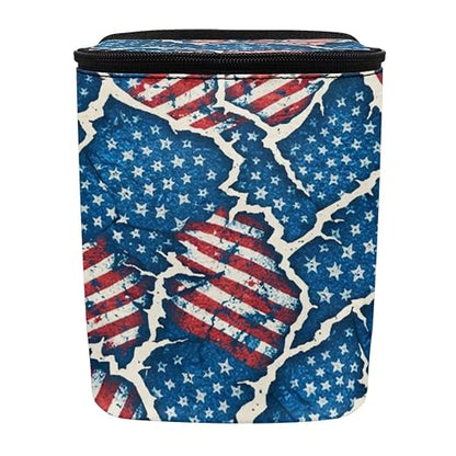 Talayituse Vintage American Flag Paper Print Car Trash Bin, Large Size Auto Trash Can Adjustable Portable Garbage Can with Lid, Vehicle Hanging Bag for Headrest Front Back Seat 4th of July Decor