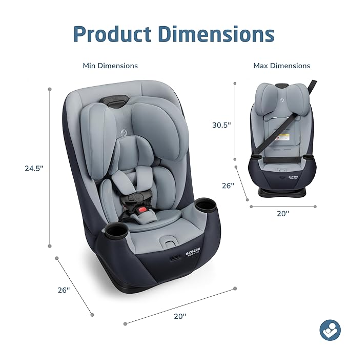 Maxi-Cosi Pria All-in-One Convertible Car Seat, Infant to Toddler Car Seat, Easy-Install Harness, Machine-Washable Cover, 5-100 lbs, Seascape