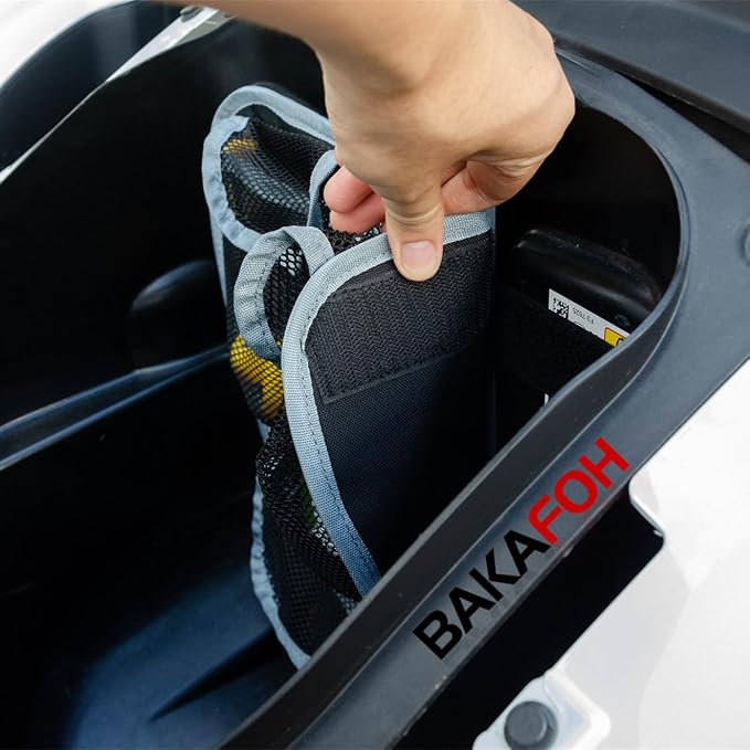 Front Trunk Organizer Frunk Tool Bag for Can Am Spyder F3 F3-L F3-S F3-T 2015+ Models - Removable 3 Mesh Pockets Storage Accessories(Gray Piping)