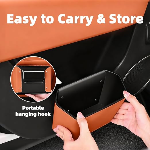 Car Trash Can with Hanging Hook,Portable Leakproof Car Trash Bin for Cars,SUV & Truck,Multipurpose Automotive Garbage Storage Can for Vehicles,Large Capacity,Waterproof,Easy to Clean (Black)