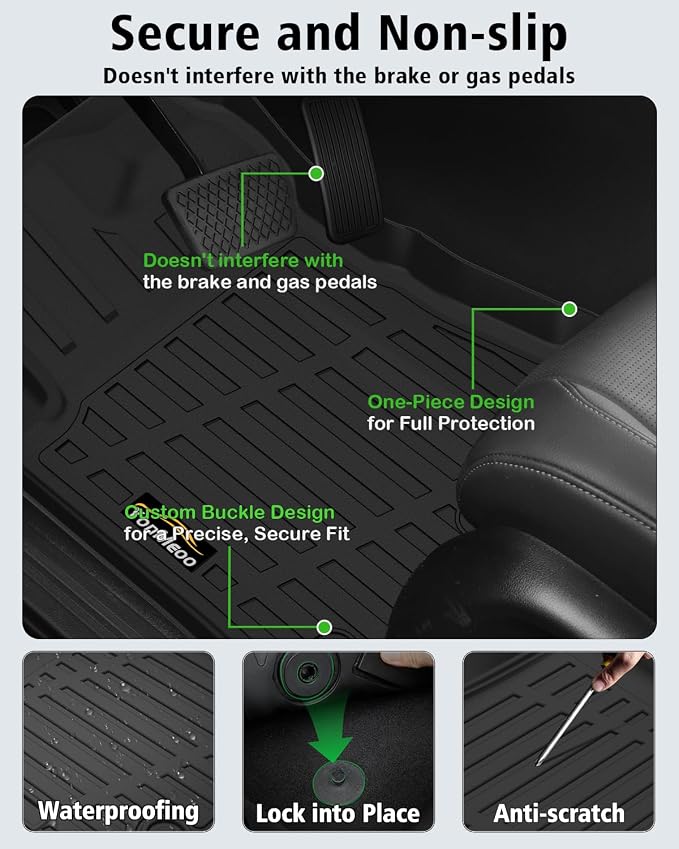 Floor Mats & Cargo Liner Custom Fit for Ford Mustang 2026 2025 2015-2024 (NOT for Mach-E) All Weather TPE Rubber 1st & 2nd Floor Liners Automotive Trunk Mat for Mustang 2025 Accessories, Black
