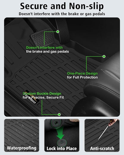 Floor Mats & Cargo Liner Custom Fit for Ford Mustang 2026 2025 2015-2024 (NOT for Mach-E) All Weather TPE Rubber 1st & 2nd Floor Liners Automotive Trunk Mat for Mustang 2025 Accessories, Black