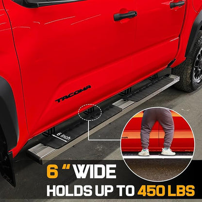 COMNOVA 6 Inch Running Boards for 2024-2026 Toyota Tacoma Double Cab with 4 Full-Size Doors. Side Steps Running Boards for Toyota Tacoma Made with Stainless Steel.