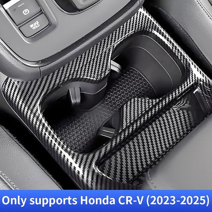 Car Center Console Armrest Front Cup Holder Trim Panel for Honda CRV 2023 2024 2025 2026 and CR-V Hybrid 2023-2026 Auto Interior Decor Accessories Central Control Protection Cover Carbon Fiber Style