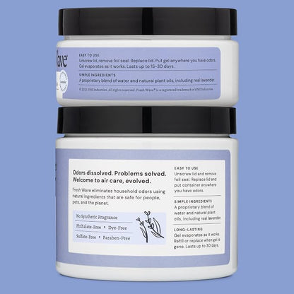 Fresh Wave Lavender Odor Removing Gel, 15 oz. & 7 oz.| Safer Odor Absorbers for Home | Natural Plant-Based Odor Eliminator | Every 7 oz. lasts 30-60 Days | For Cooking, Smoke, Trash & Pets
