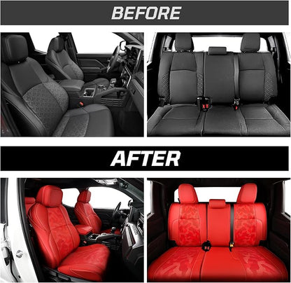 Fit for Tacoma 2024-2026 Car Seat Covers,Custom Car Seat Covers Full Set-5 Seat Car Seat Protector,Waterproof Comfortable Luxury Leather Seat Covers-Full Coverage Automotive Seat Covers Design(Red)