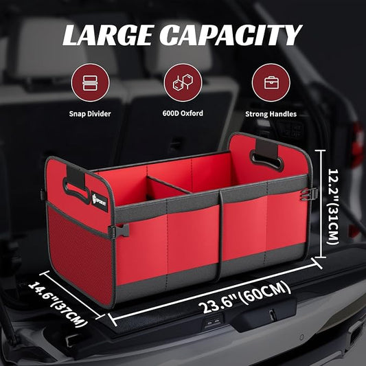 Sposuit Trunk Organizer for Car - 70L Collapsible Car Storage with 11 Pockets & Reinforced Handles, SUV Trunk Organizers for Grocery Cargo