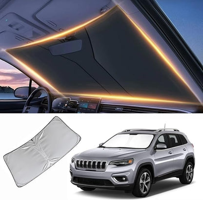 Windshield Sun Shade for Jeep Cherokee Front Window Shades Cover for 2005-2024 2025 2026 Cherokee Windshield Sun Visor Protector Car Accessories