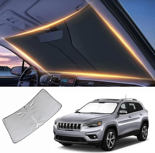 Windshield Sun Shade for Jeep Cherokee Front Window Shades Cover for 2005-2024 2025 2026 Cherokee Windshield Sun Visor Protector Car Accessories