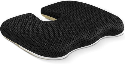 Gooo&Ma Car Seat Cushion & Office Chair Pad - Air Fiber Breathable U-Shape Cooling Cushion for Tailbone Comfort, Driving, Desk & Gaming, Ergonomic Washable Seat Pad with Non-Slip Base(Black)